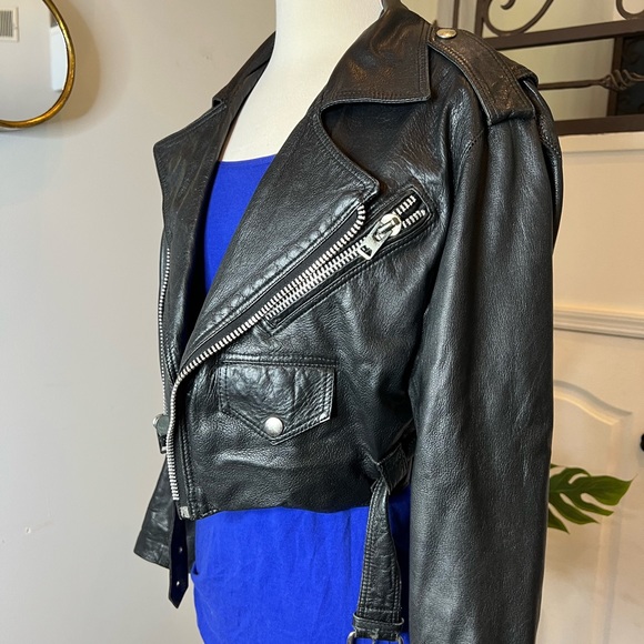 Vintage Crop Motorcycle Jacket sz S - Picture 3 of 15
